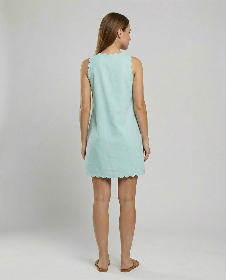 Sleeveless Scalloped Mini Dress