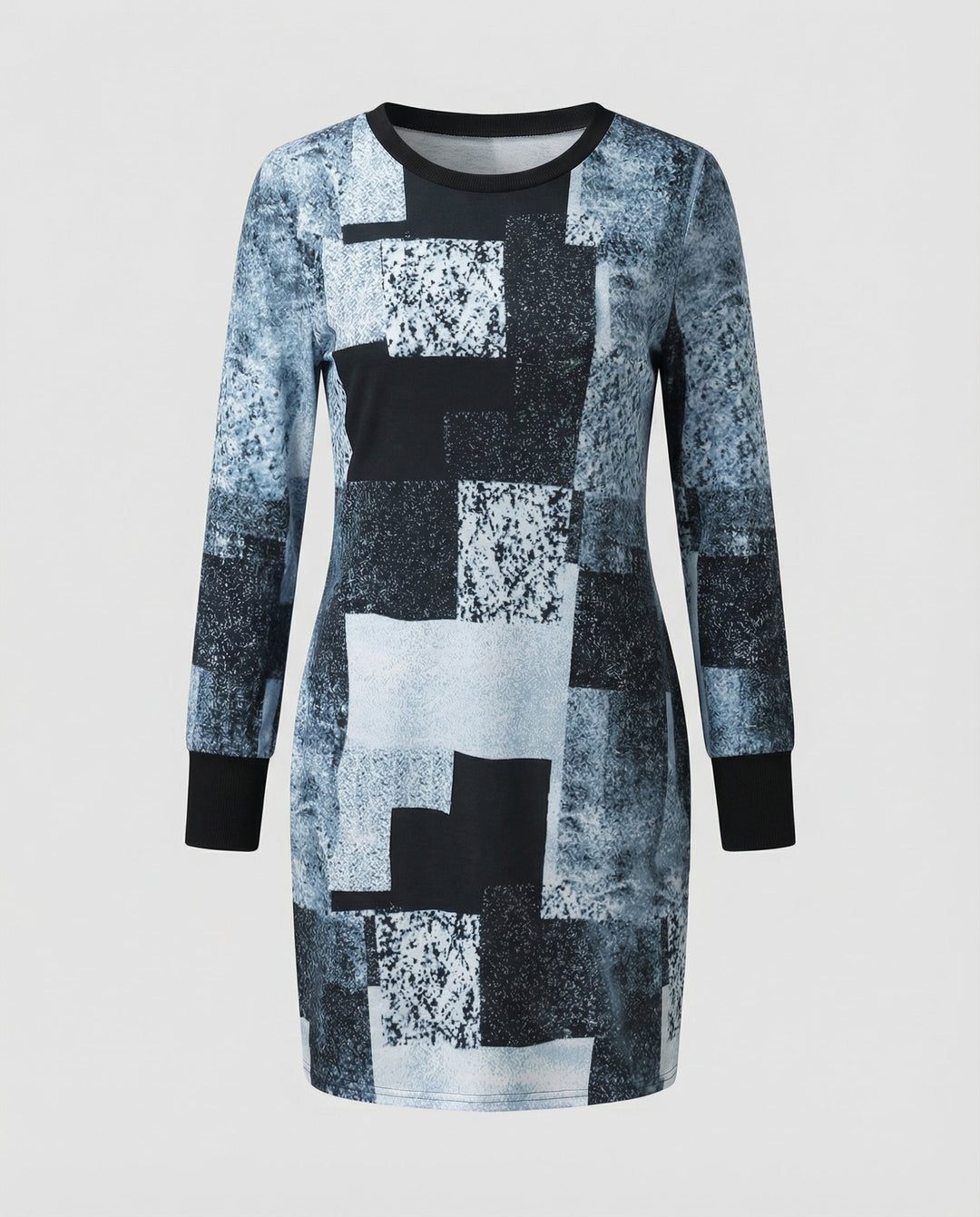 Geometric Long Sleeve Knit Dress