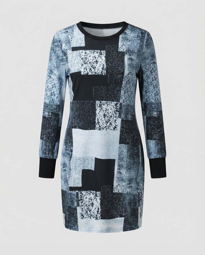 Geometric Long Sleeve Knit Dress