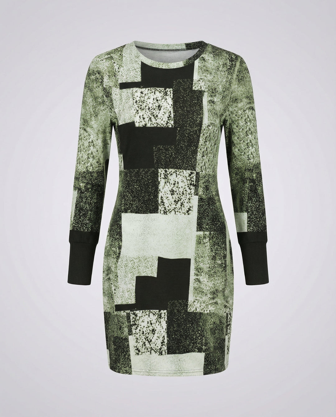 Geometric Long Sleeve Knit Dress
