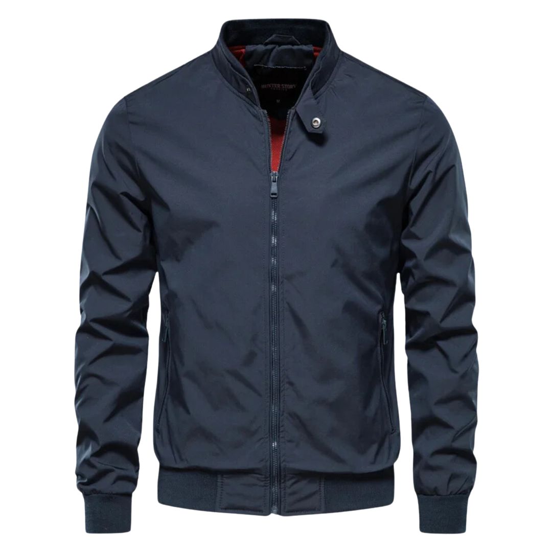 Bomber da uomo con zip e colletto con linguetta