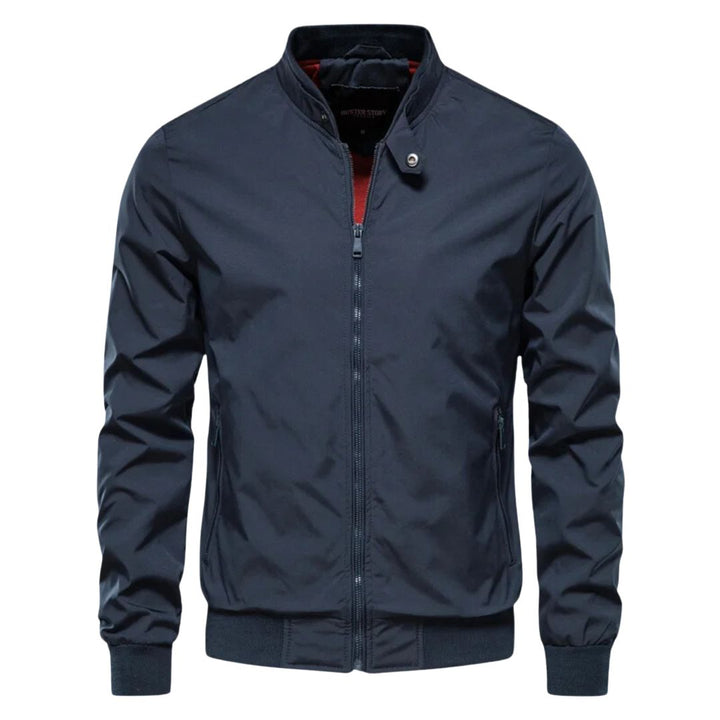 Bomber da uomo con zip e colletto con linguetta