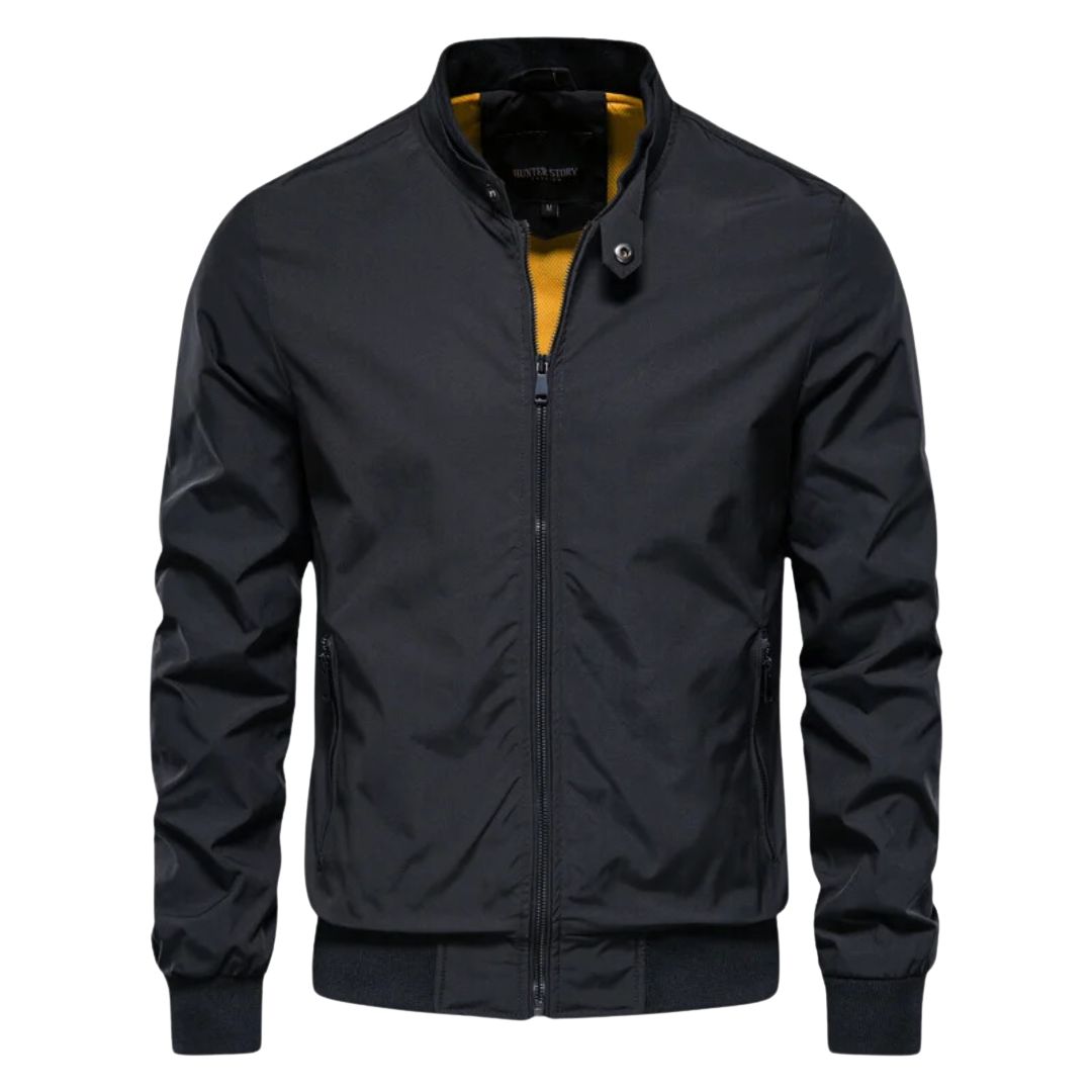 Bomber da uomo con zip e colletto con linguetta