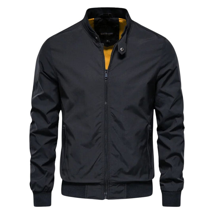 Bomber da uomo con zip e colletto con linguetta
