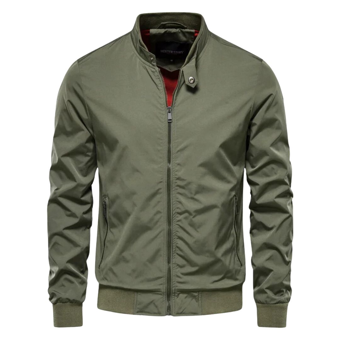 Bomber da uomo con zip e colletto con linguetta