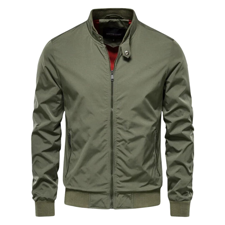 Bomber da uomo con zip e colletto con linguetta