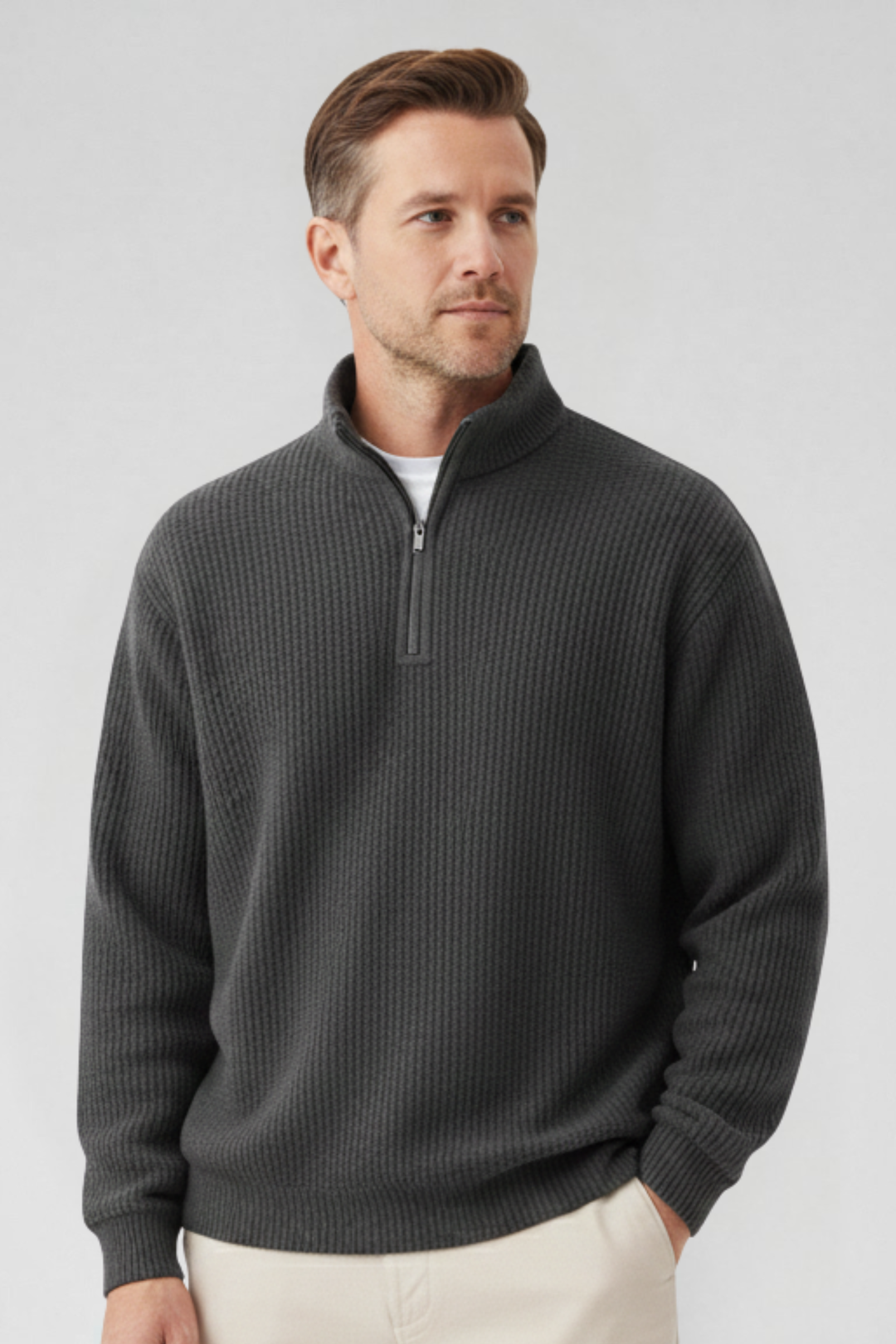 Gestrickter Pullover mit Reißverschluss am Kragen | Moderner Komfort