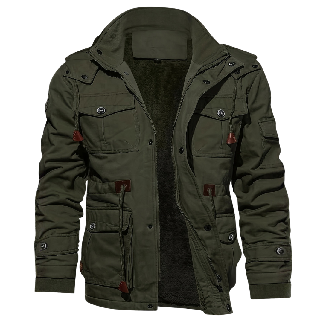 Chaqueta de campo de hombre con capucha y múltiples bolsillos