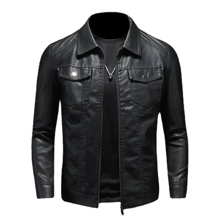 Motorradjacke mit Reißverschluss und Vordertaschen | Ideal zum Fahren und für den täglichen Gebrauch