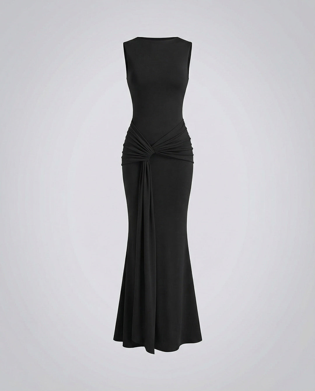 Mouwloze wikkel-maxi-jurk met hoge split