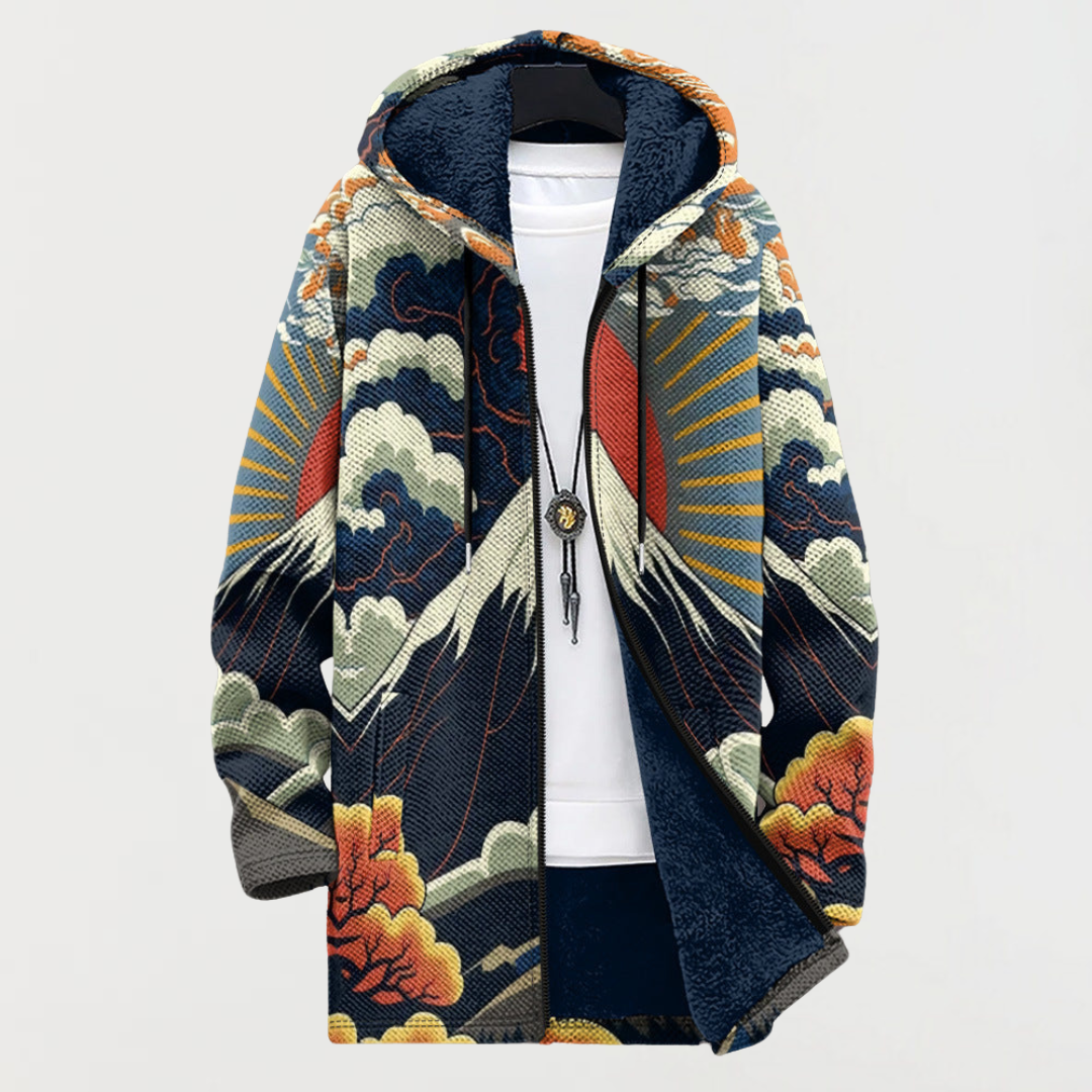 Wren | Abrigo con capucha de paisaje montañoso