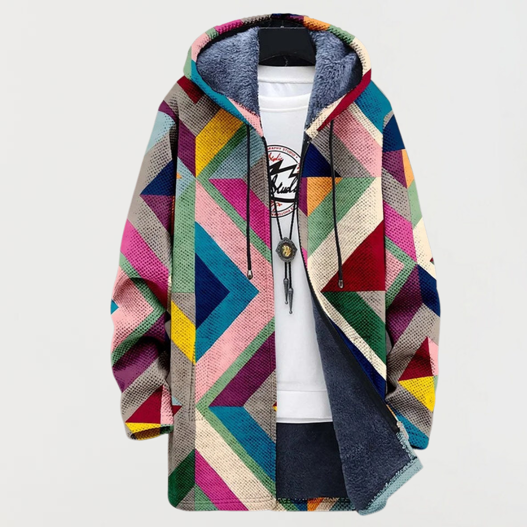 Marlow | Abrigo con capucha de patchwork angular
