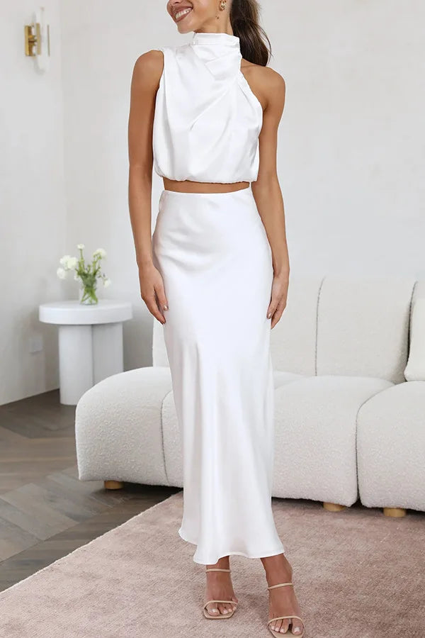 Completo con Top Drappeggiato e Gonna Lunga