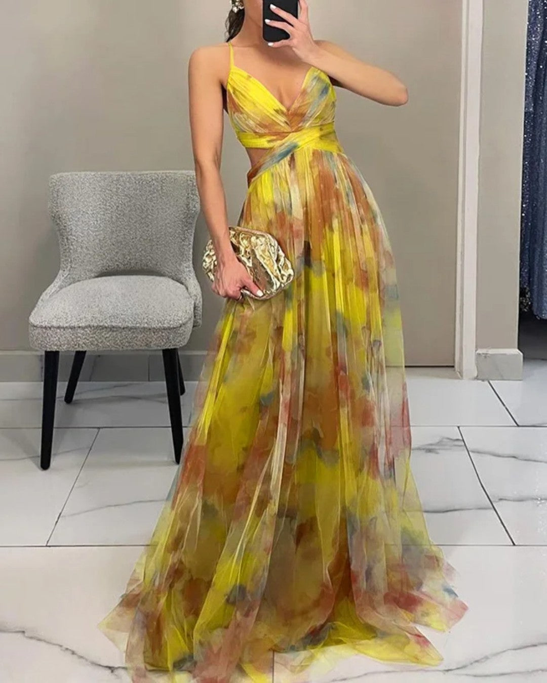 Giselle - Magico maxi abito con stampa floreale
