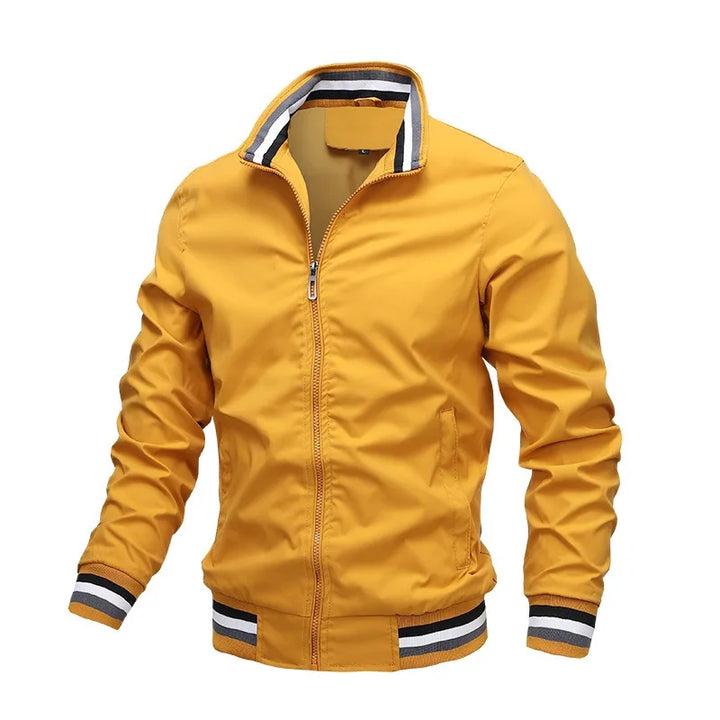 Bomber da uomo con zip e profili a righe