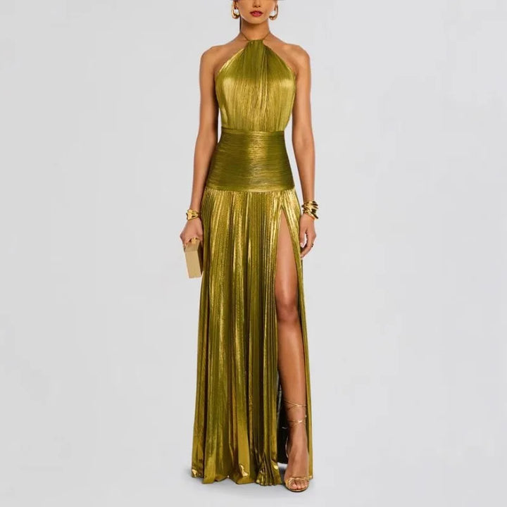 Vestido largo y elegante con pliegues «Aurora»