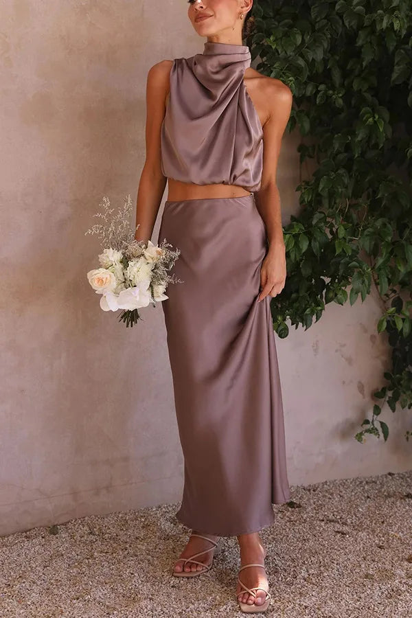 Completo con Top Drappeggiato e Gonna Lunga