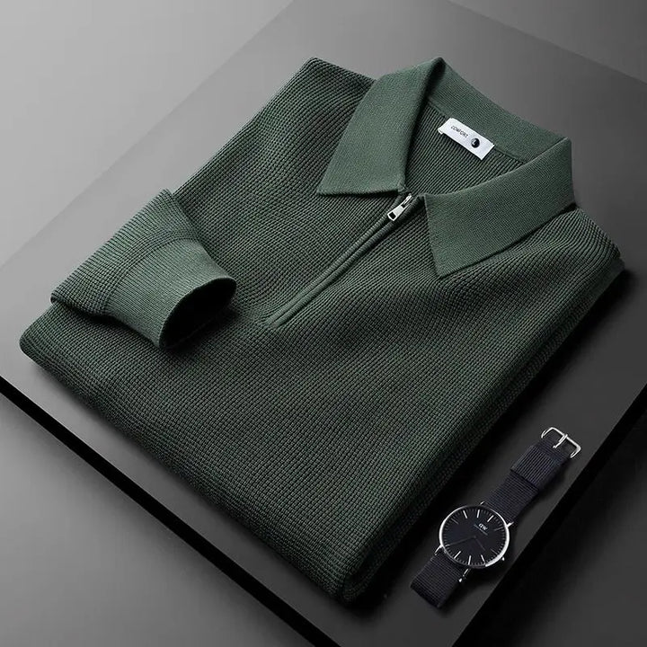 Sweat-shirt en maille gaufrée avec zip | Confort et style