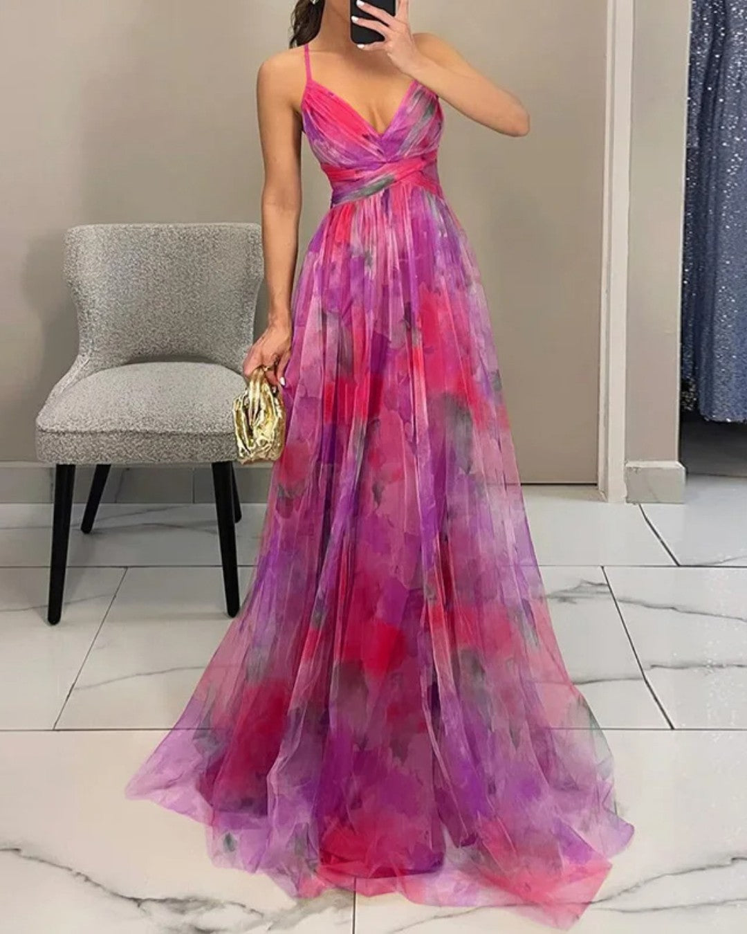 Giselle - Magico maxi abito con stampa floreale