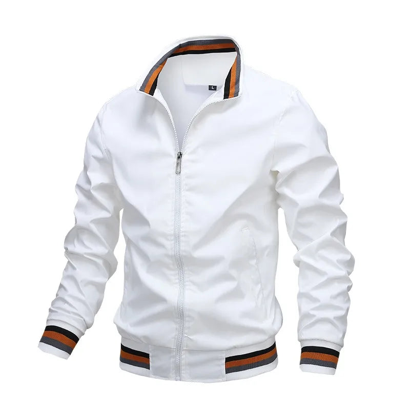 Bomber da uomo con zip e profili a righe