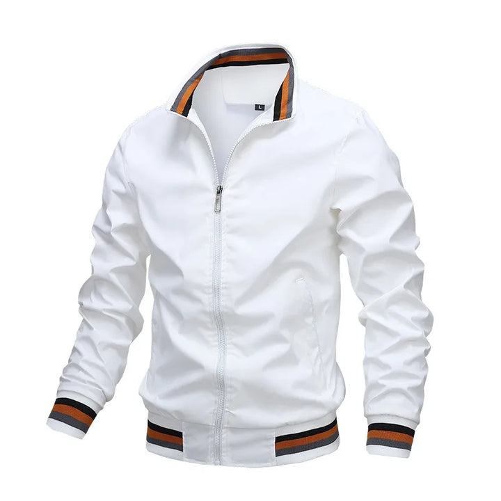 Bomber da uomo con zip e profili a righe