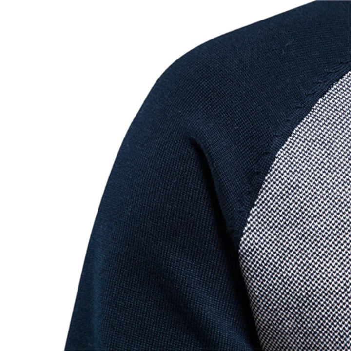 Herren-Strickjacke mit Kontrastärmeln und Reißverschluss