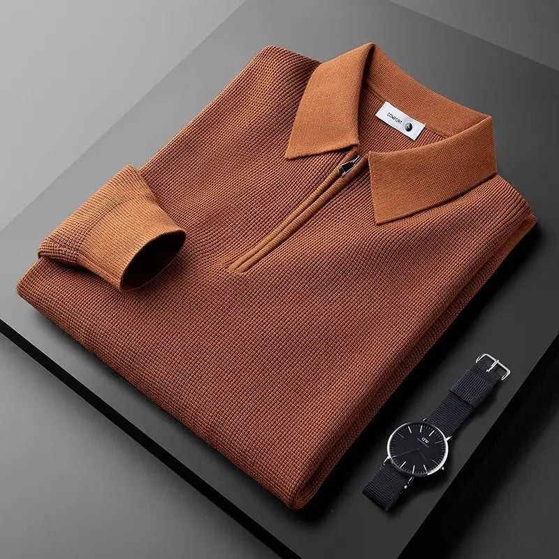 Sweat-shirt en maille gaufrée avec zip | Confort et style