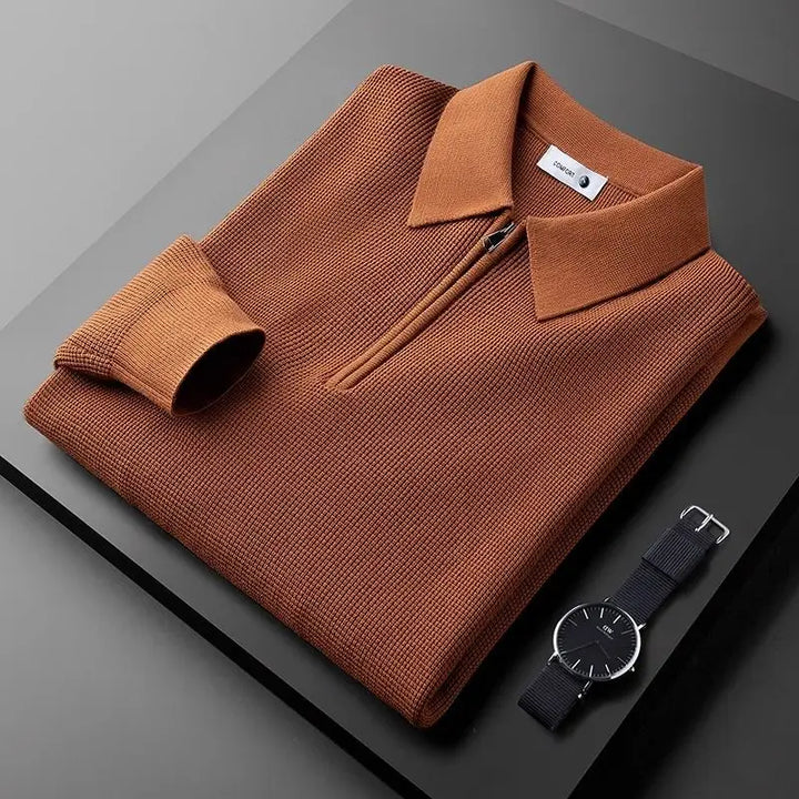 Sweat-shirt en maille gaufrée avec zip | Confort et style