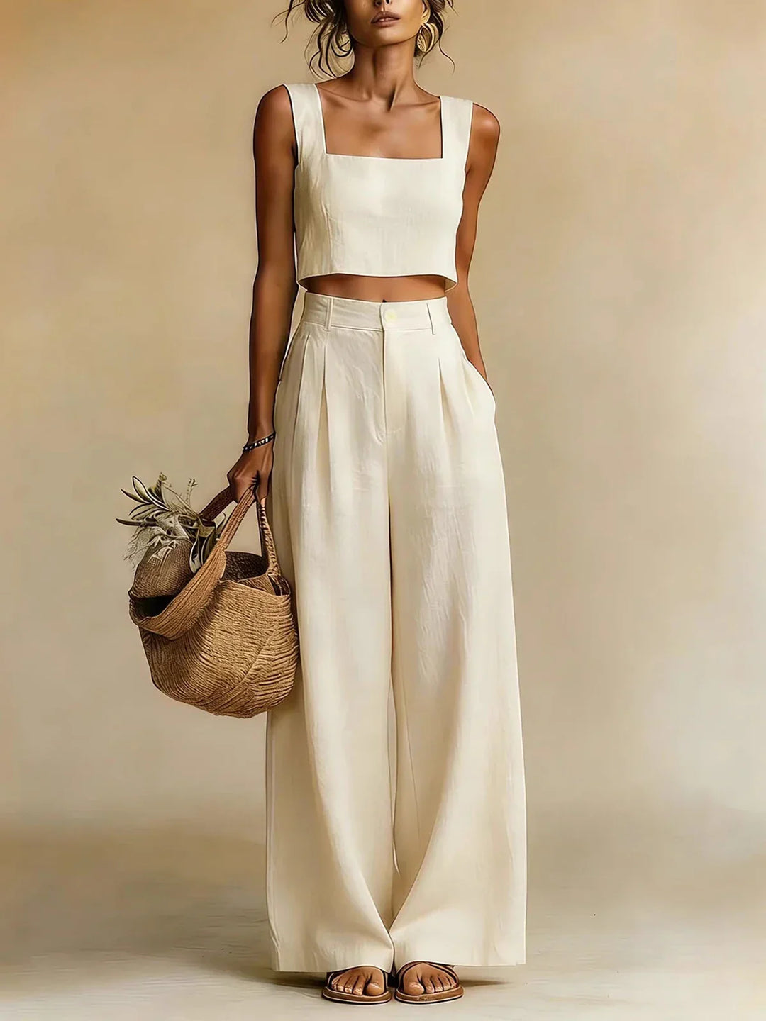 Completo Elegante con Pantaloni Fluidi