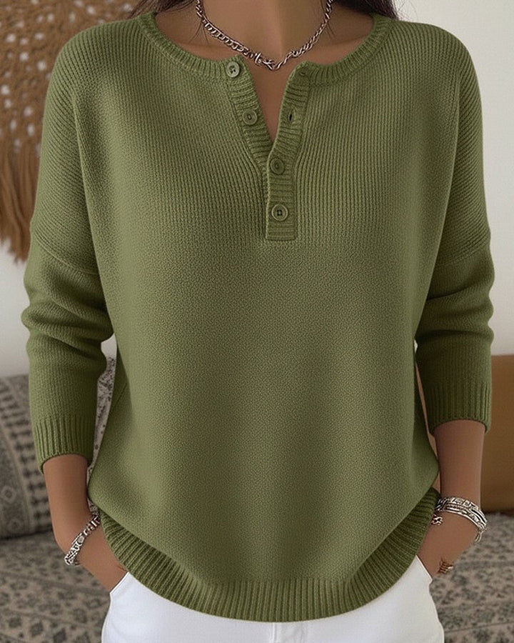Ernesta | Knitted Sweater with Henley Buttons