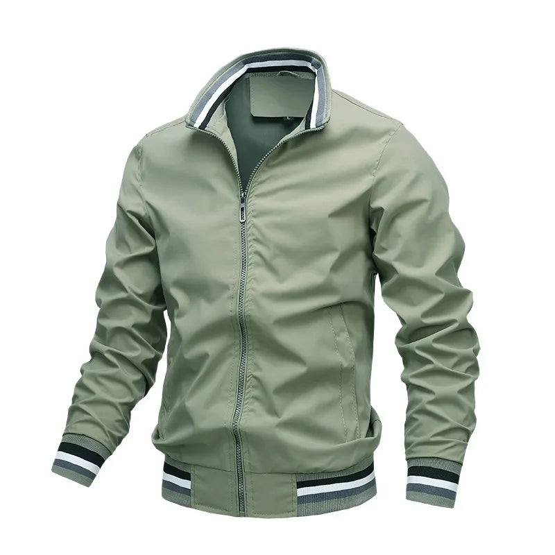 Bomber da uomo con zip e profili a righe