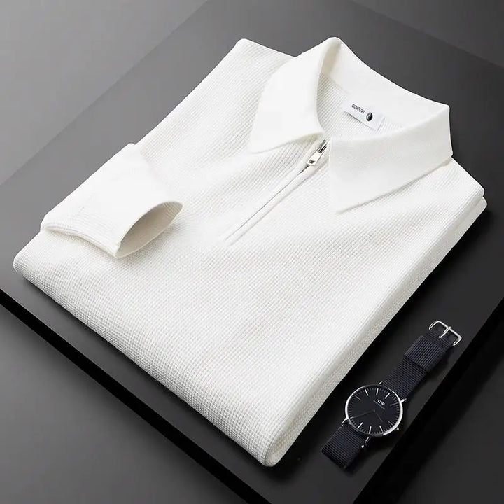Sweat-shirt en maille gaufrée avec zip | Confort et style