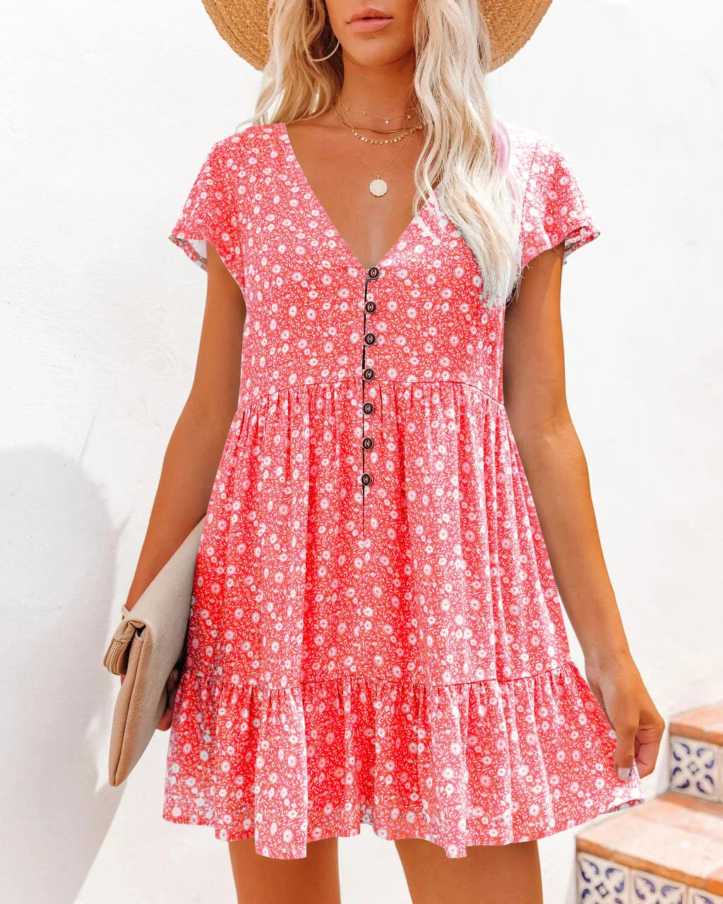 Floral Mini Dress with Flutter Sleeves