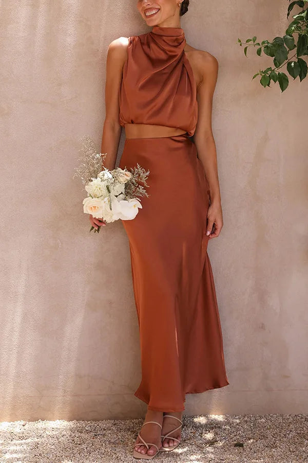 Completo con Top Drappeggiato e Gonna Lunga