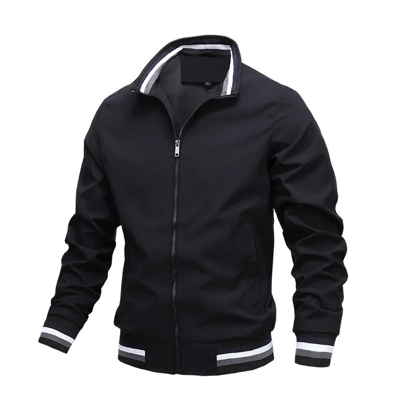 Bomber da uomo con zip e profili a righe
