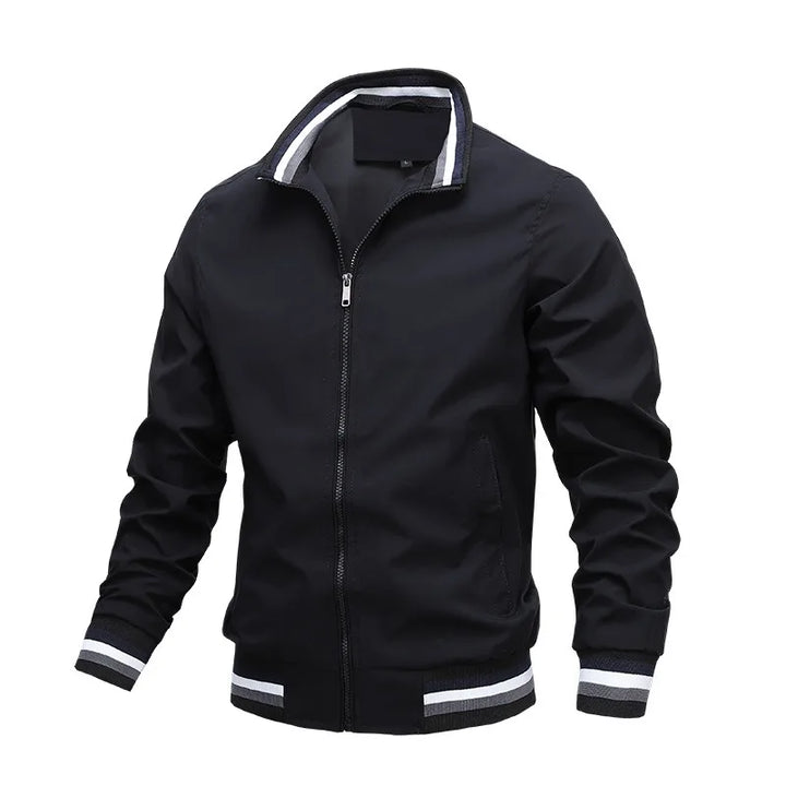 Bomber da uomo con zip e profili a righe