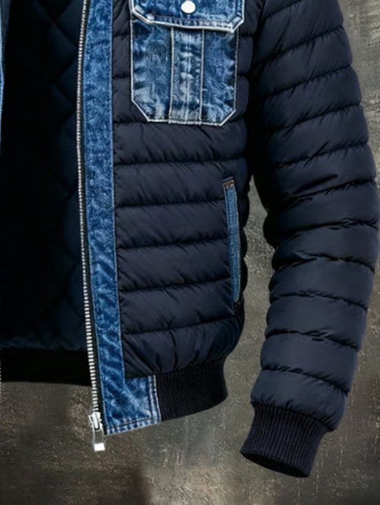 Veste hybride matelassée aspect denim pour homme