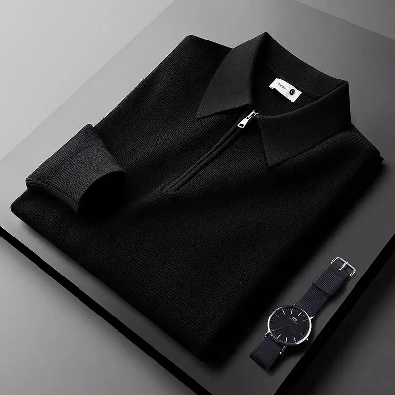 Sweat-shirt en maille gaufrée avec zip | Confort et style