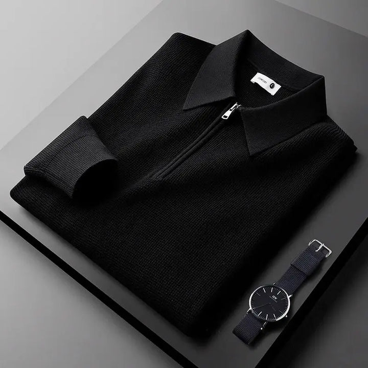 Sweat-shirt en maille gaufrée avec zip | Confort et style