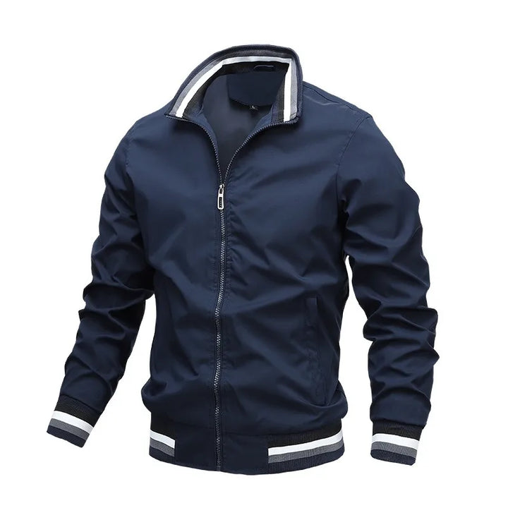 Bomber da uomo con zip e profili a righe