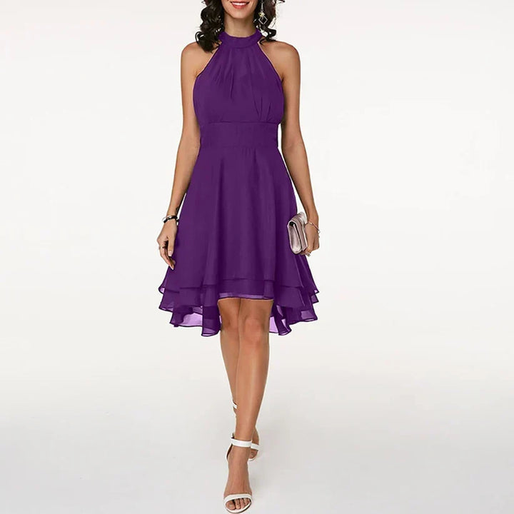 Halter Neck Ruffle Hem Midi Dress