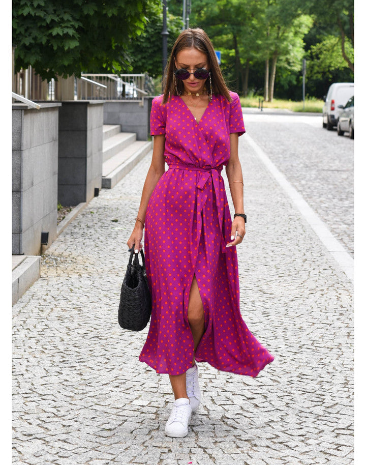 Floral Wrap V-Neck Maxi Dress