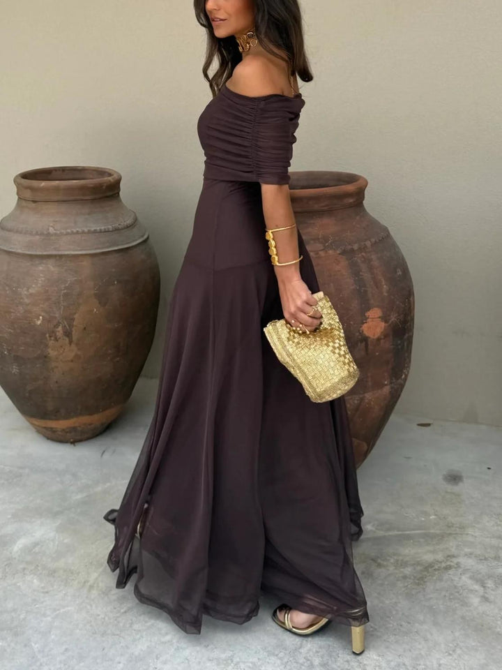 Abito Elegante con Sovrapposizione in Mesh