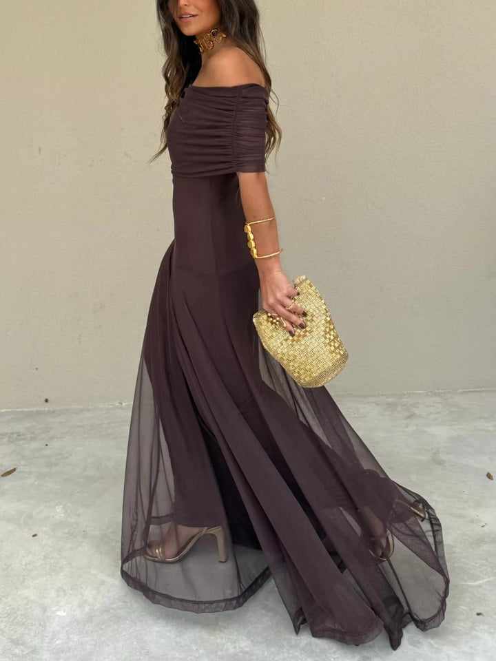 Abito Elegante con Sovrapposizione in Mesh