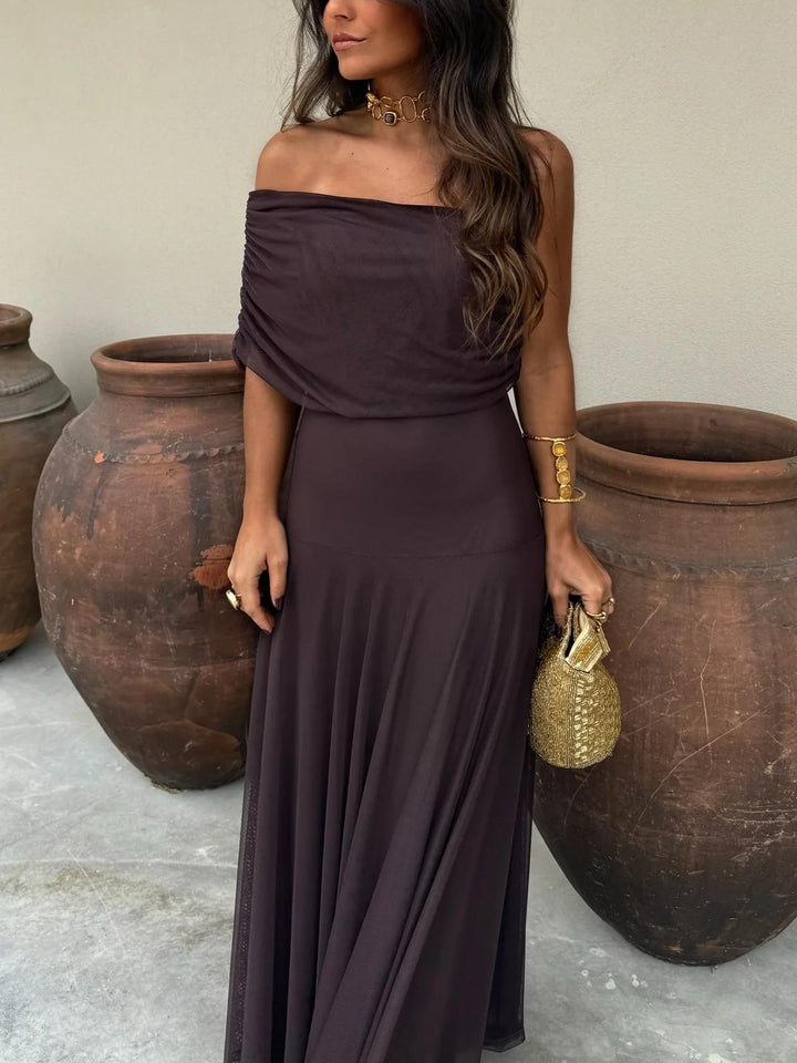 Abito Elegante con Sovrapposizione in Mesh