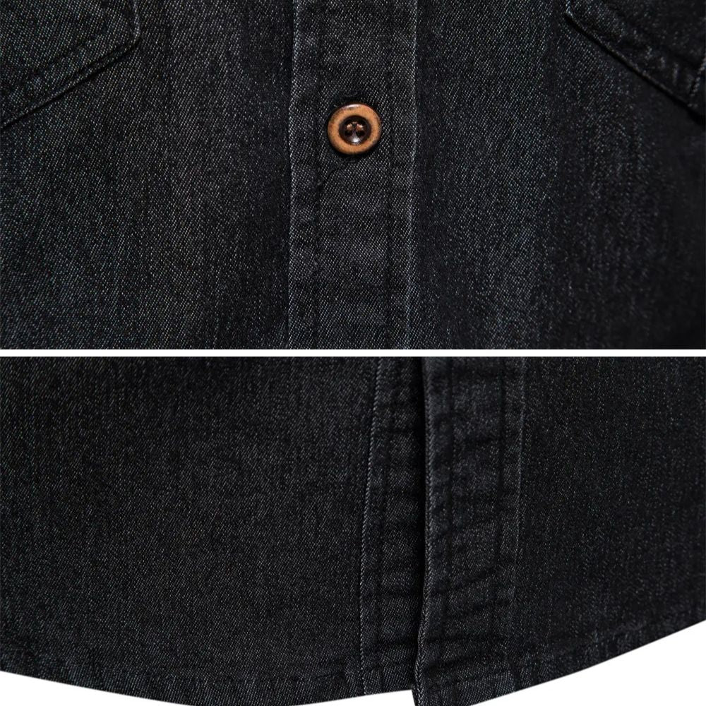 Herenoverhemd van denimlook met twee zakken