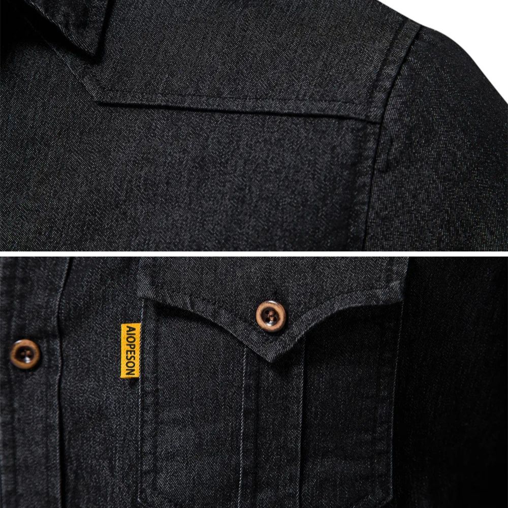 Herenoverhemd van denimlook met twee zakken