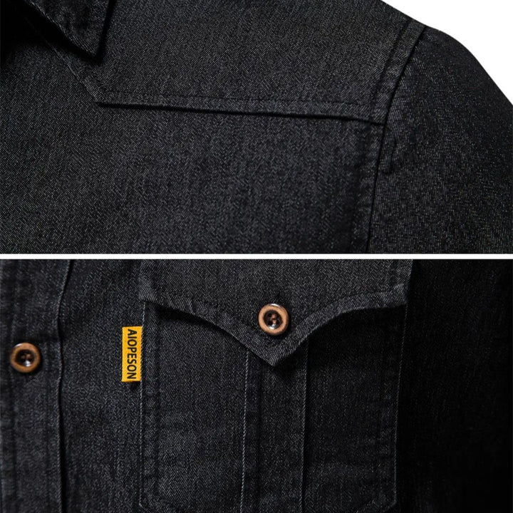 Herenoverhemd van denimlook met twee zakken