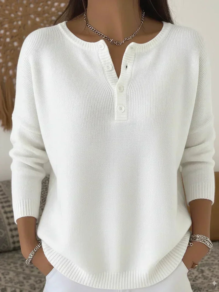 Ernesta | Knitted Sweater with Henley Buttons