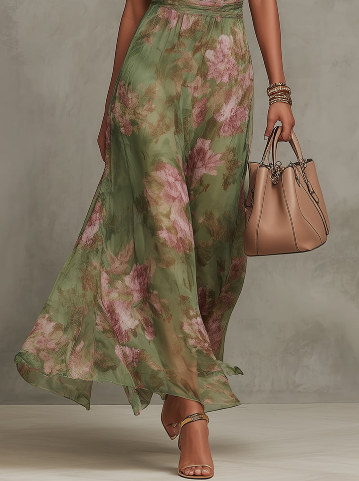 Livia | Elegante bloemenmaxijurk met halternek
